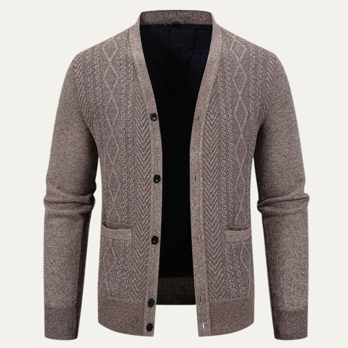 The Llangollen – Cardigan Boutonné à Motifs Homme