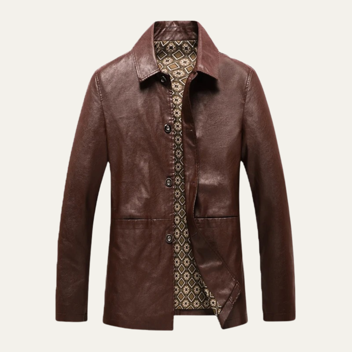 The Portofino Veste d’Hiver en Cuir pour Homme à Boutons
