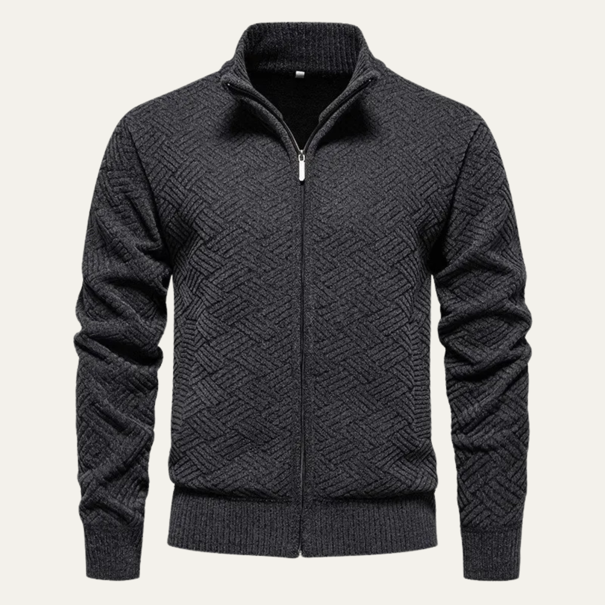 The Tropea – Cardigan Zippé à Motifs Tressés Homme