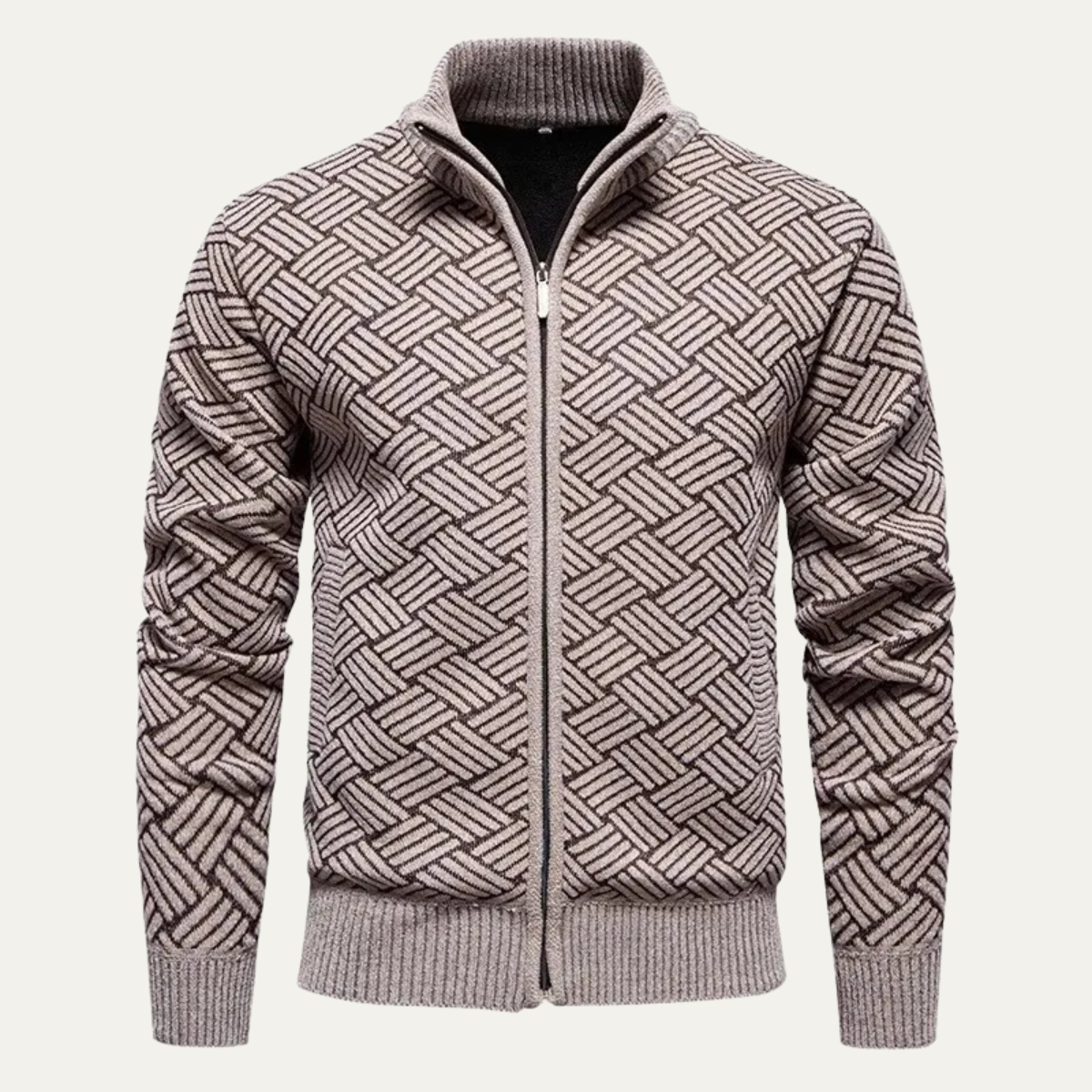 The Tropea – Cardigan Zippé à Motifs Tressés Homme