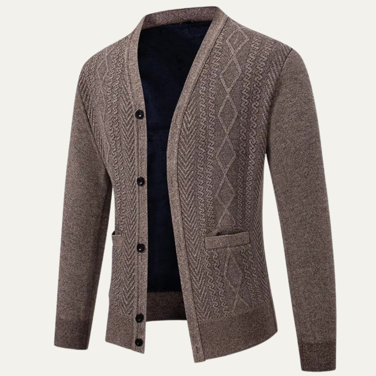 The Llangollen – Cardigan Boutonné à Motifs Homme