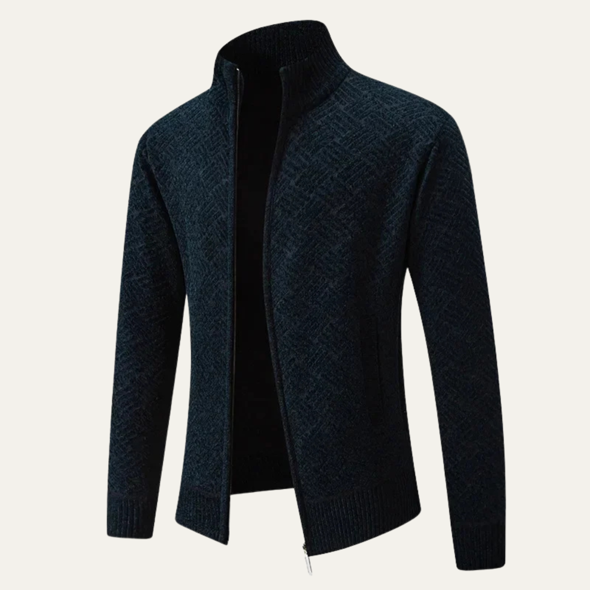 The Tropea – Cardigan Zippé à Motifs Tressés Homme
