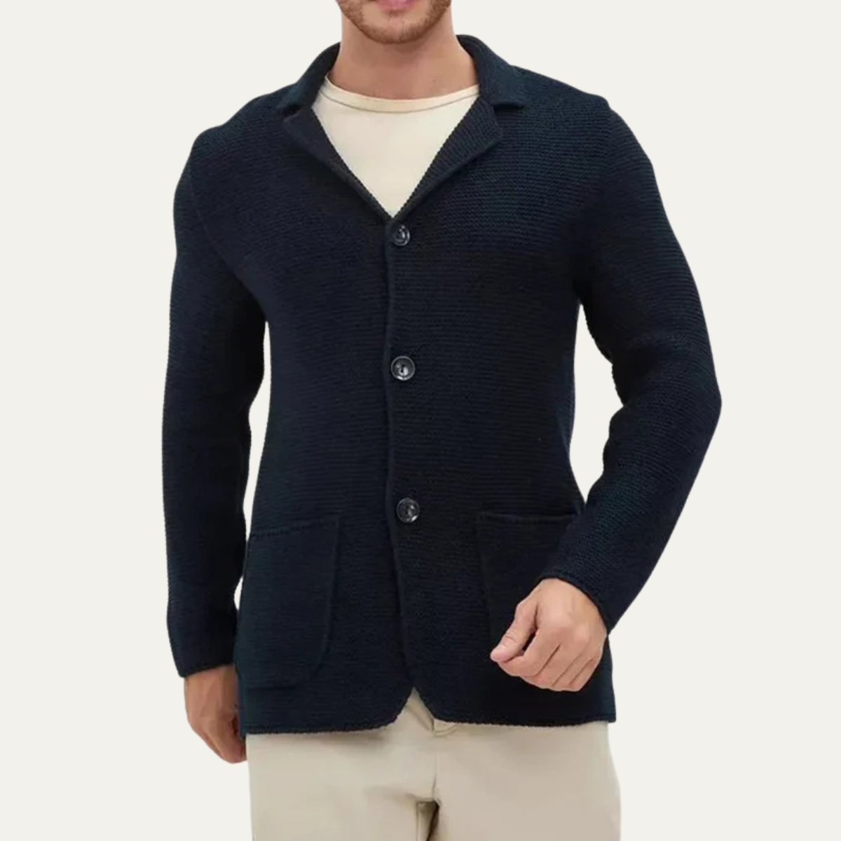The Burano – Cardigan à Revers Boutonné Homme