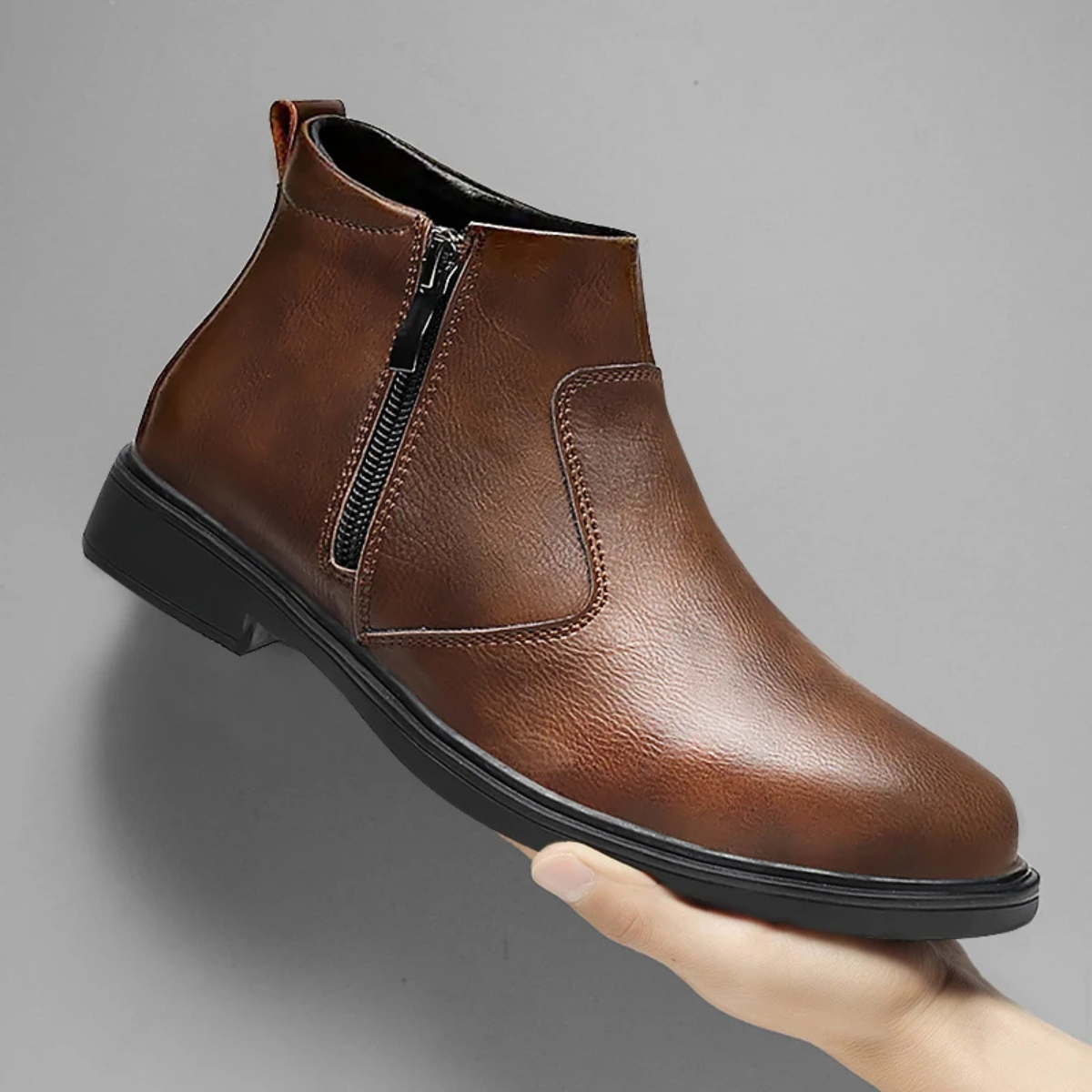 The Amantea Bottines Habillées Décontractées en Cuir avec Fermeture Éclair pour Homme