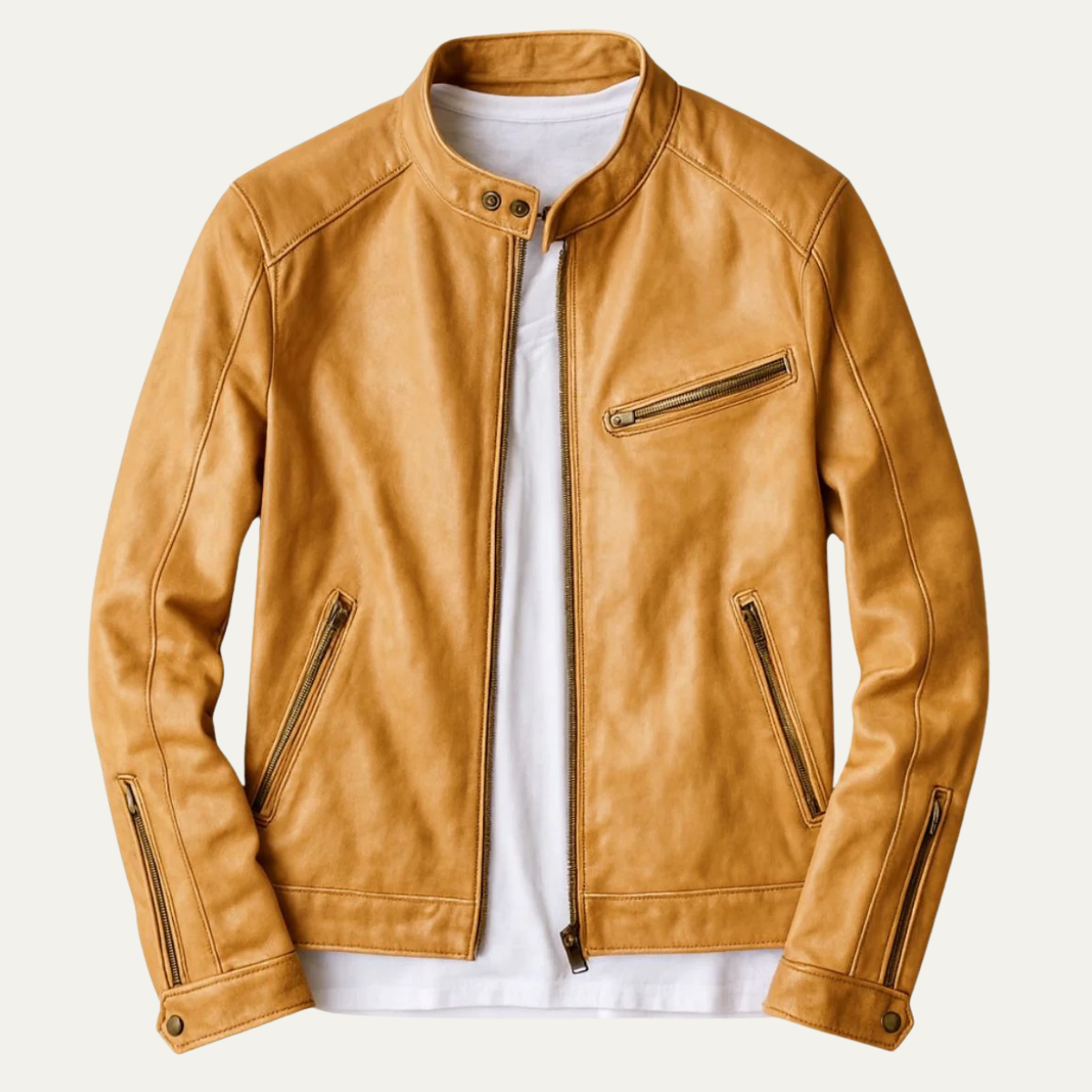 The Malmesbury Veste de motard classique en cuir pour homme