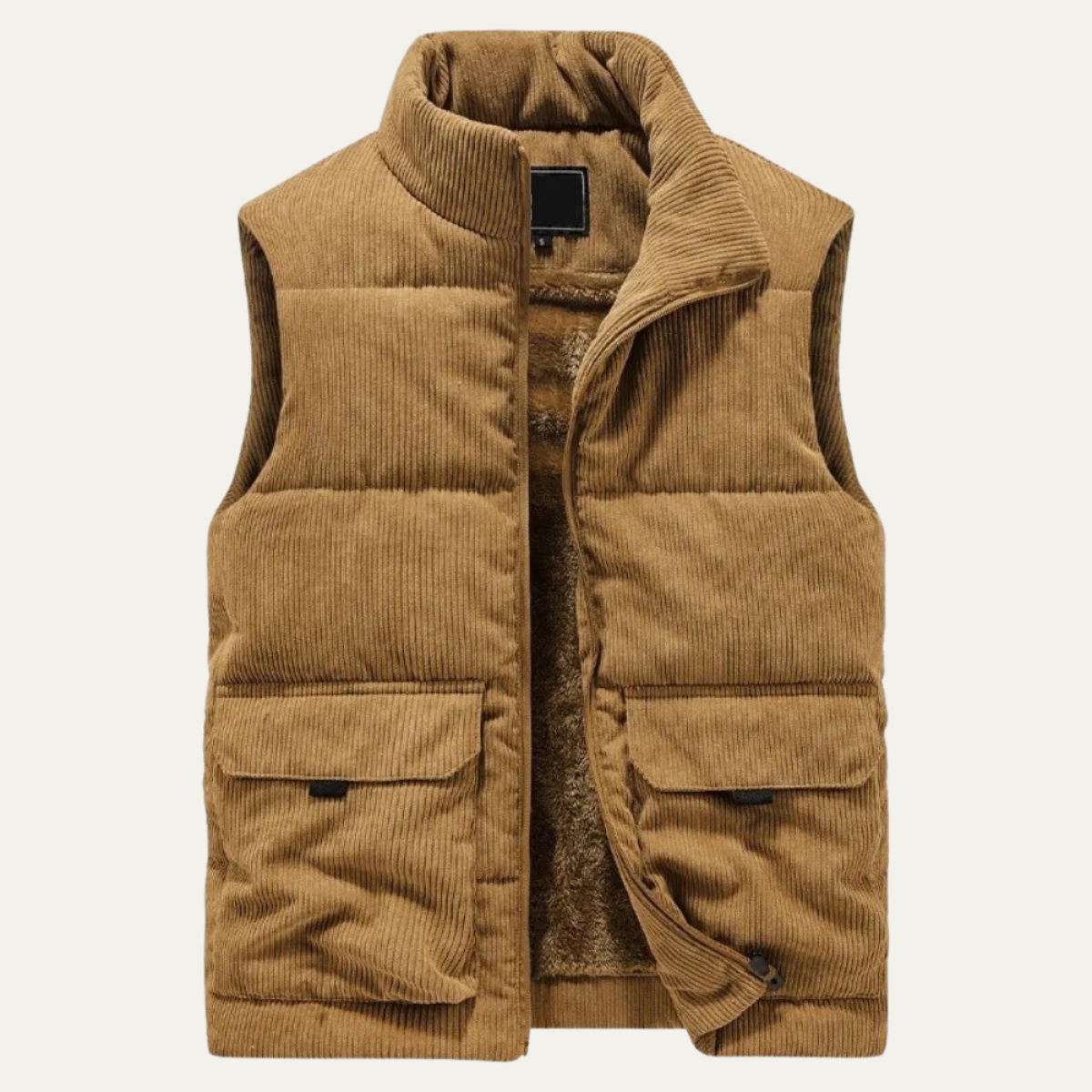 The Penzance – Gilet Doudoune Homme Sans Manches Velours Côtelé Poches Cargo