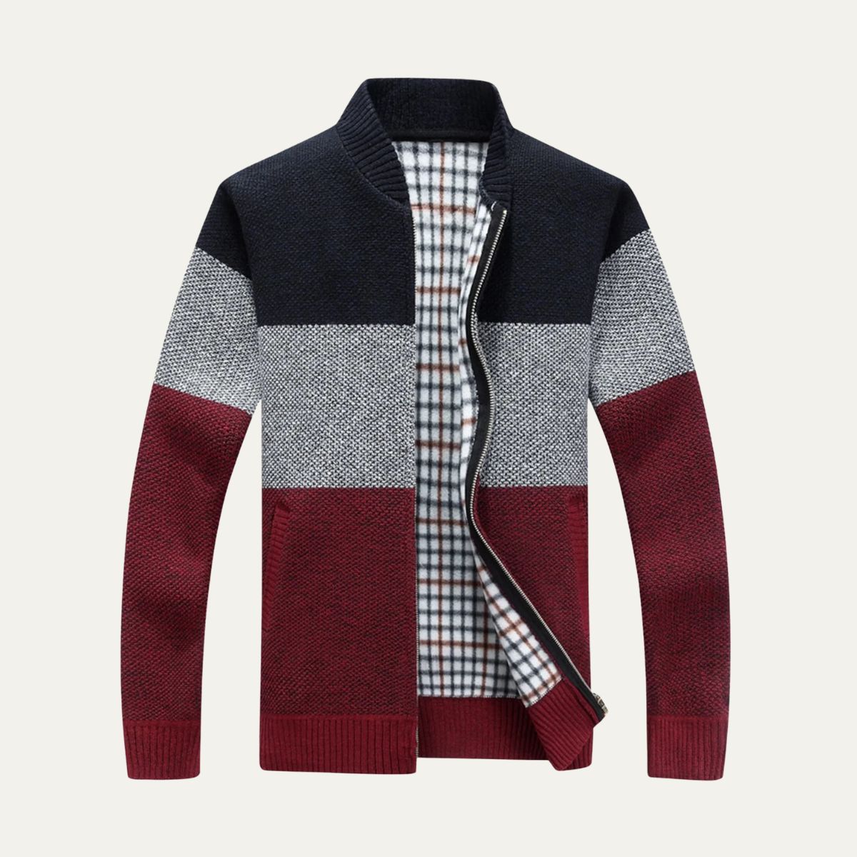 The Levanto – Cardigan Zippé à Blocs de Couleur Homme