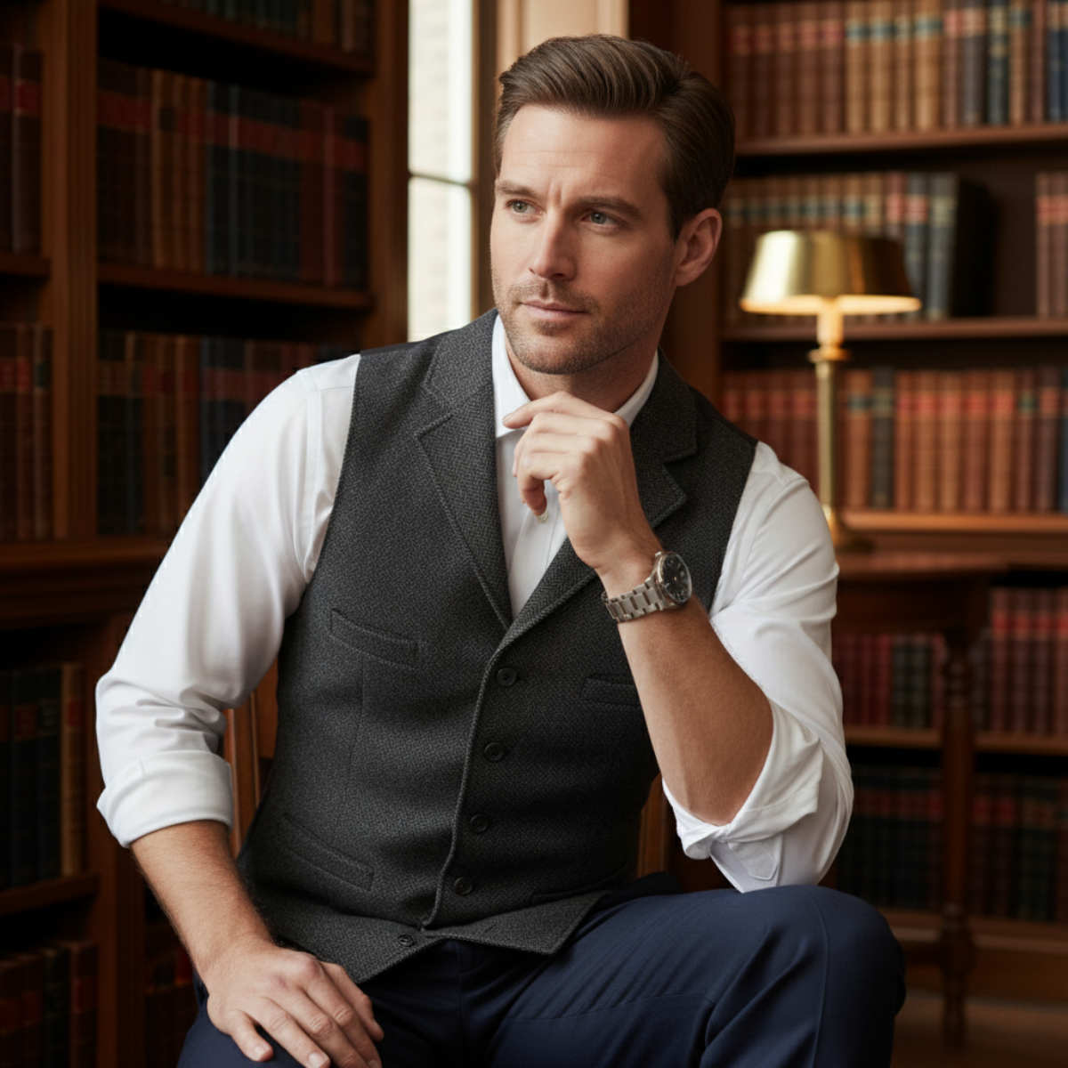 The Westminster Gilet formel vintage en tweed pour homme