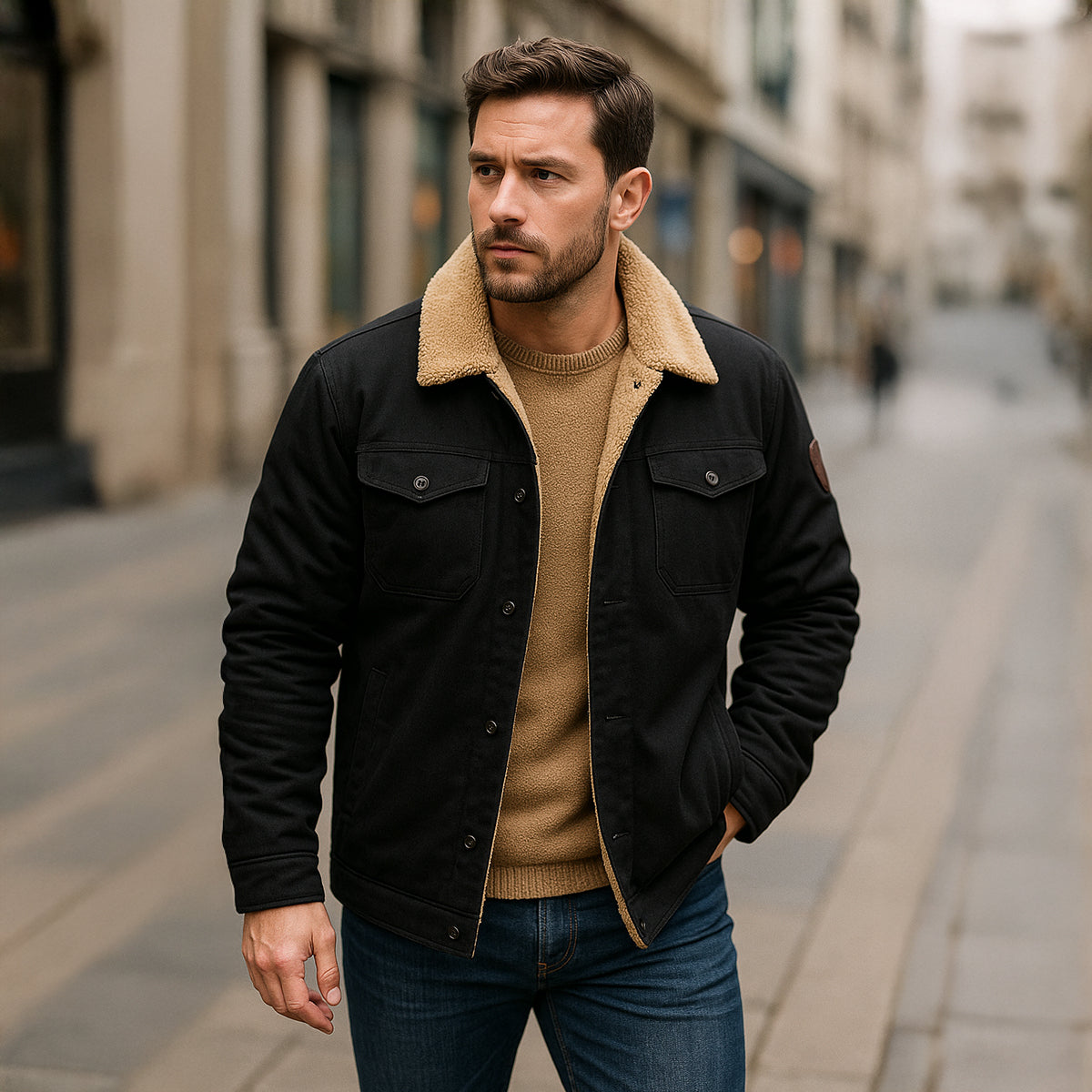 The York Manteau d'hiver chaud doublé polaire pour homme