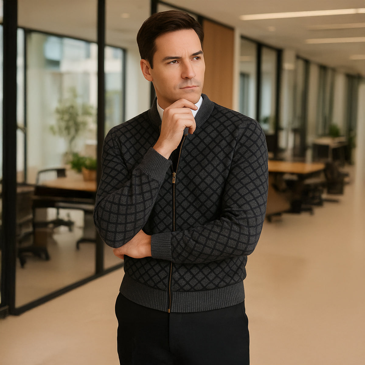 The Bibbona – Cardigan Tricotée Zippée à Motifs Homme