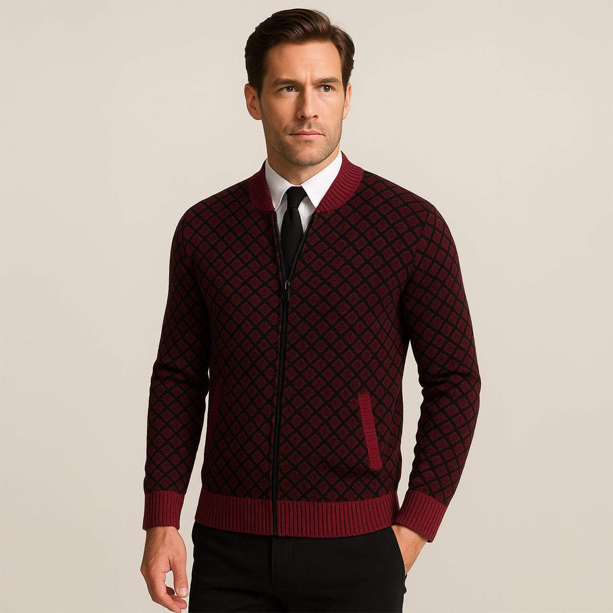 The Bibbona – Cardigan Tricotée Zippée à Motifs Homme