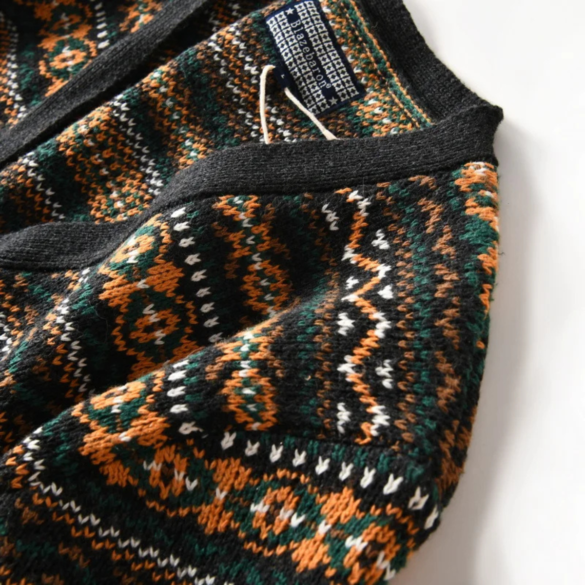 The Monopoli - Cardigan à Boutons à Motif Rétro Nordique pour Hommes