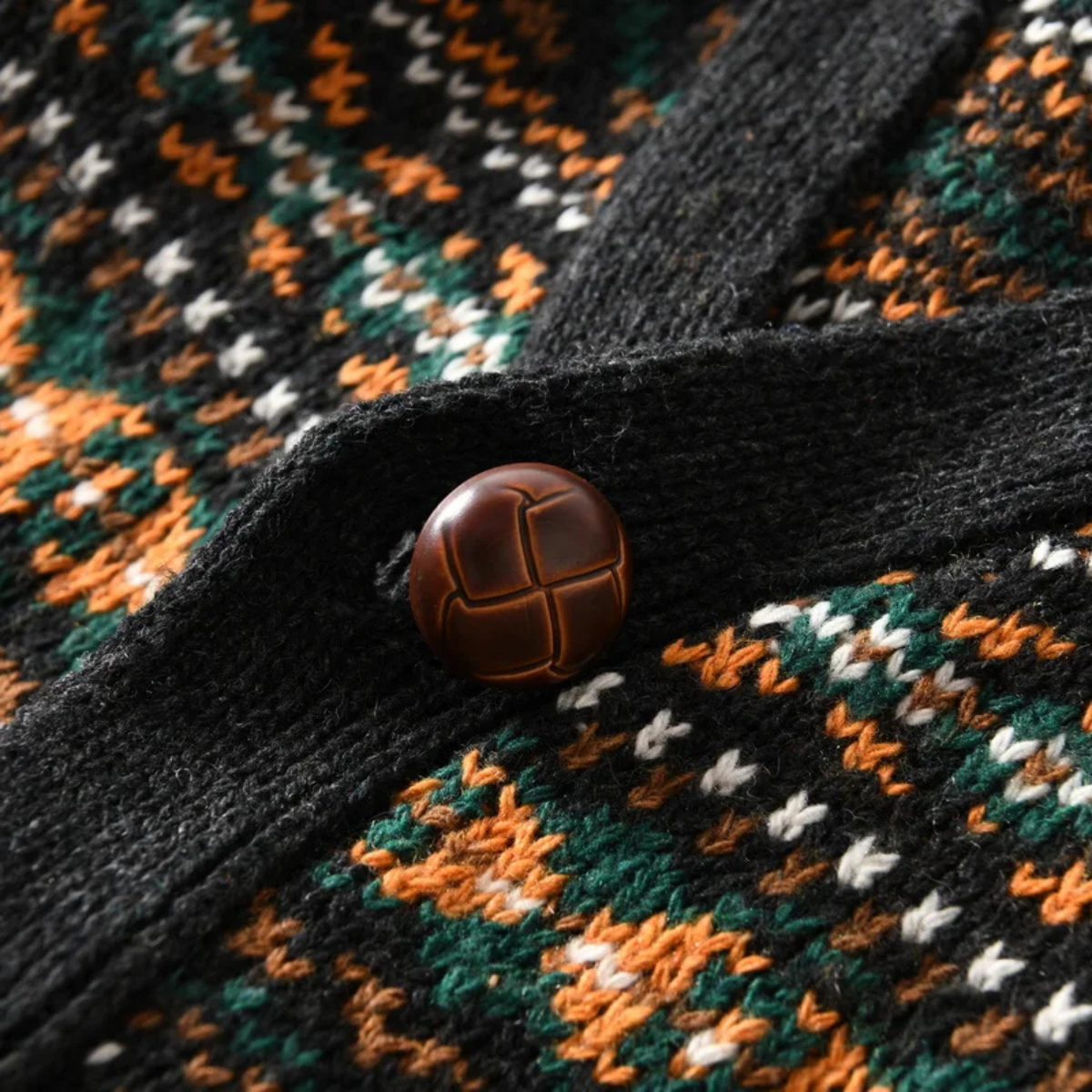 The Monopoli - Cardigan à Boutons à Motif Rétro Nordique pour Hommes