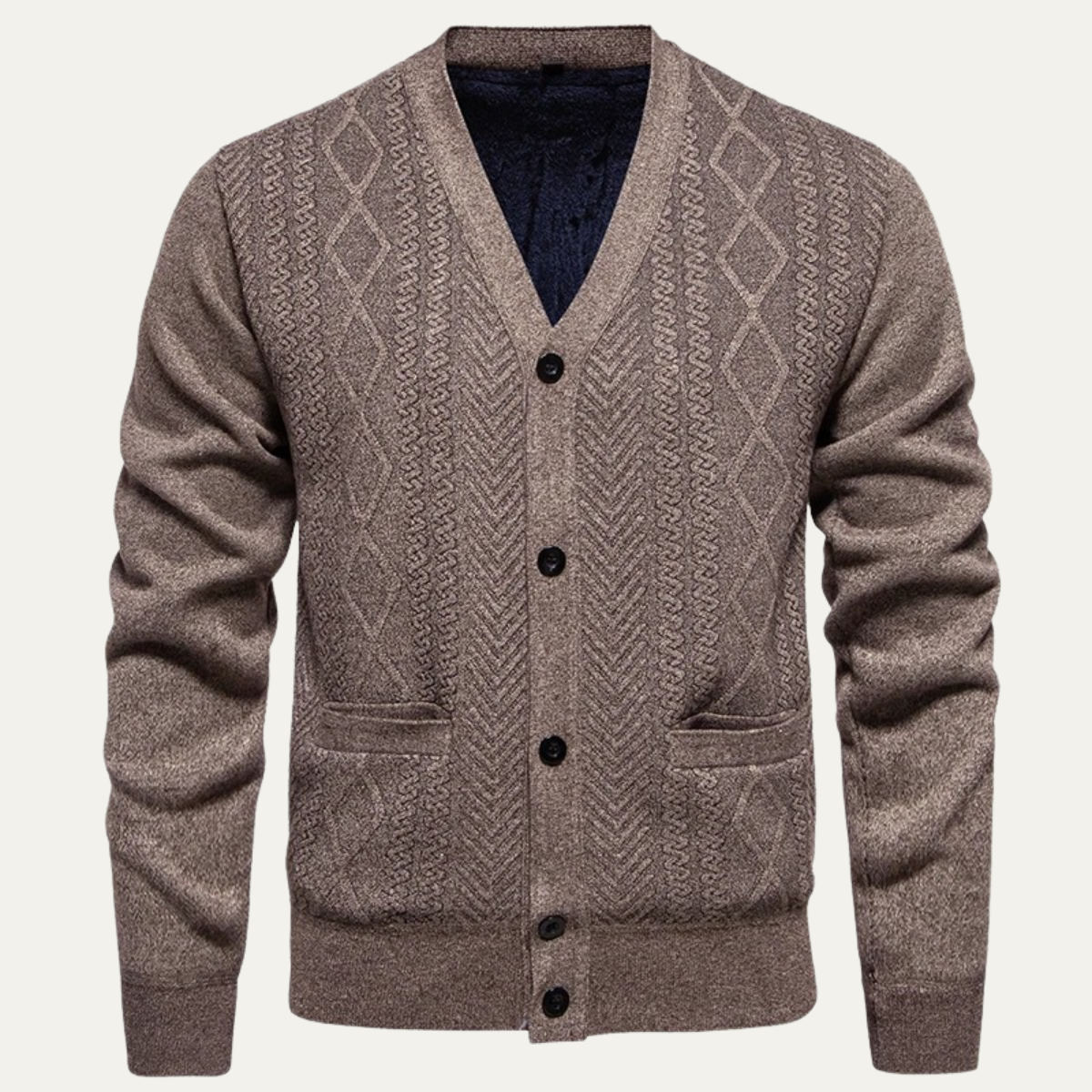 The Llangollen – Cardigan Boutonné à Motifs Homme