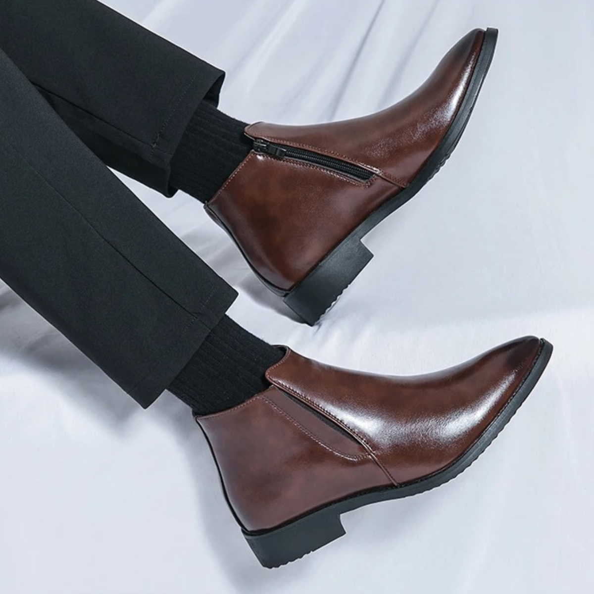 The Panarea Bottines Chelsea Classiques en Cuir à Enfiler pour Homme