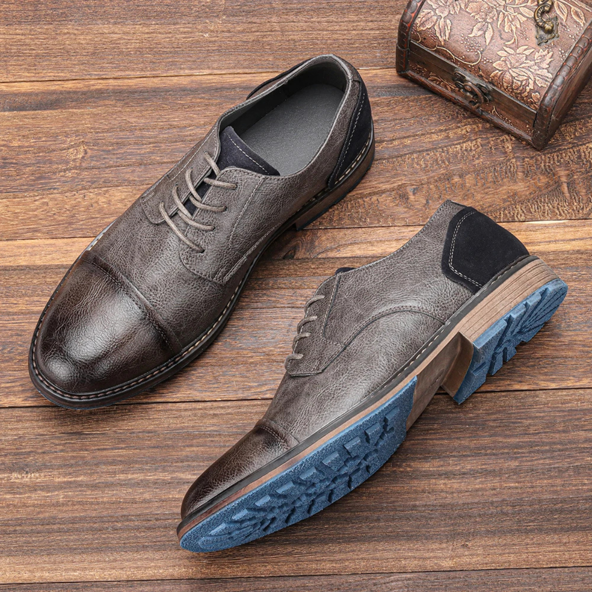 The Monferrato Chaussures Oxford en cuir à lacets rétro pour hommes