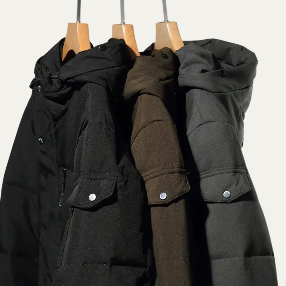 The Woking Manteau matelassé long thermique noir pour homme avec capuche