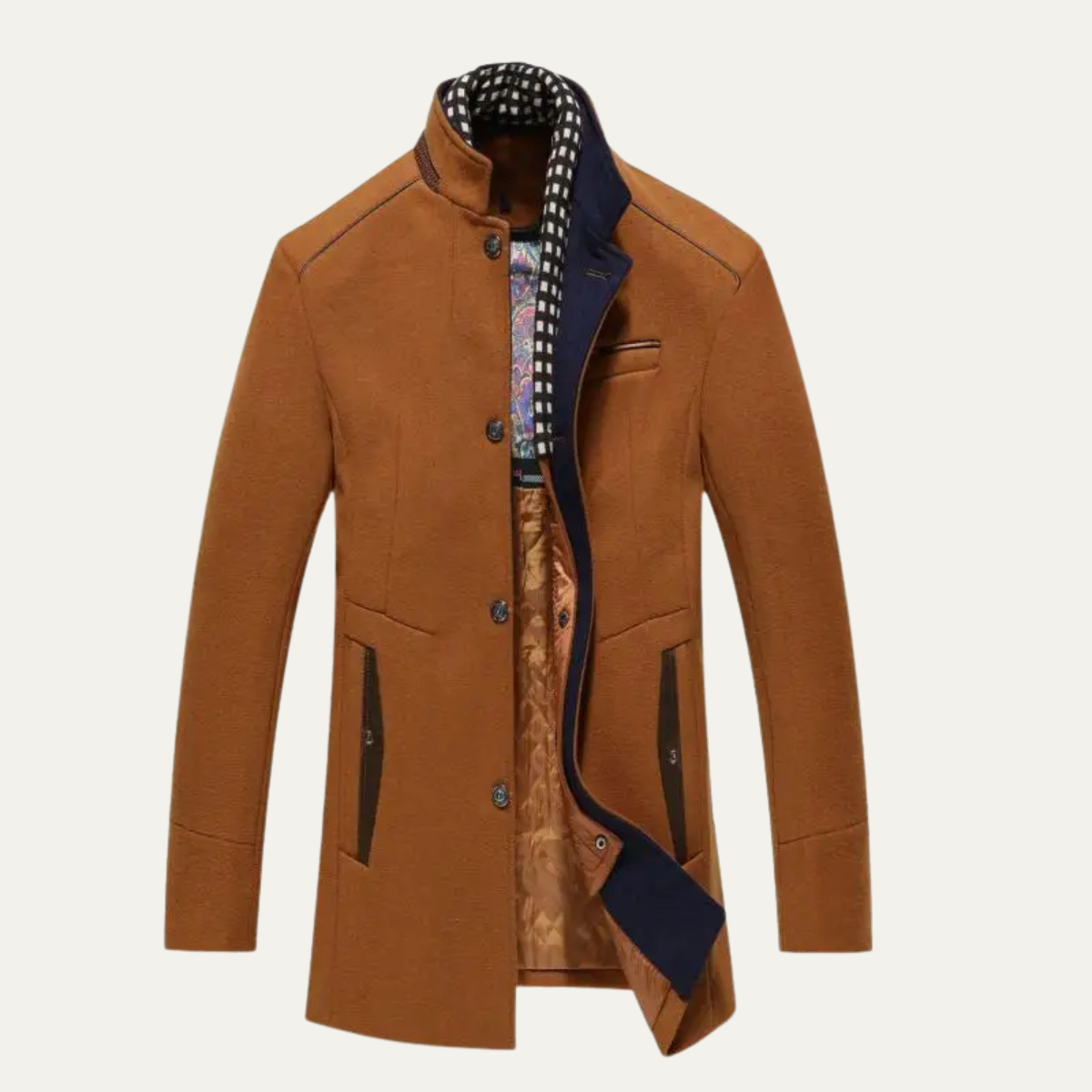 The Blenheim Trench-coat en laine chic et décontracté pour homme avec col montant