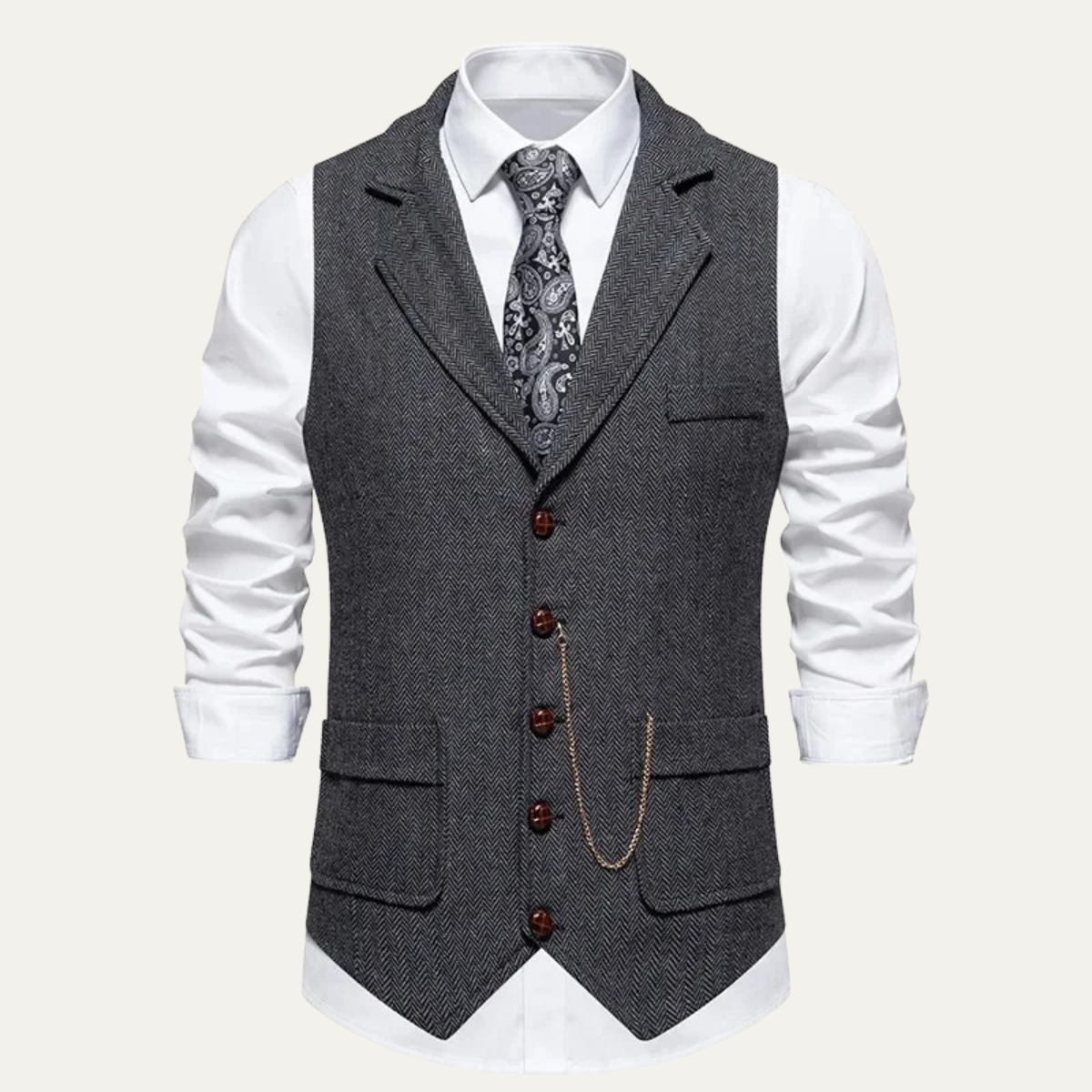 The Wallingford – Gilet Homme Sans Manches Laine Motif Chevrons Élégant