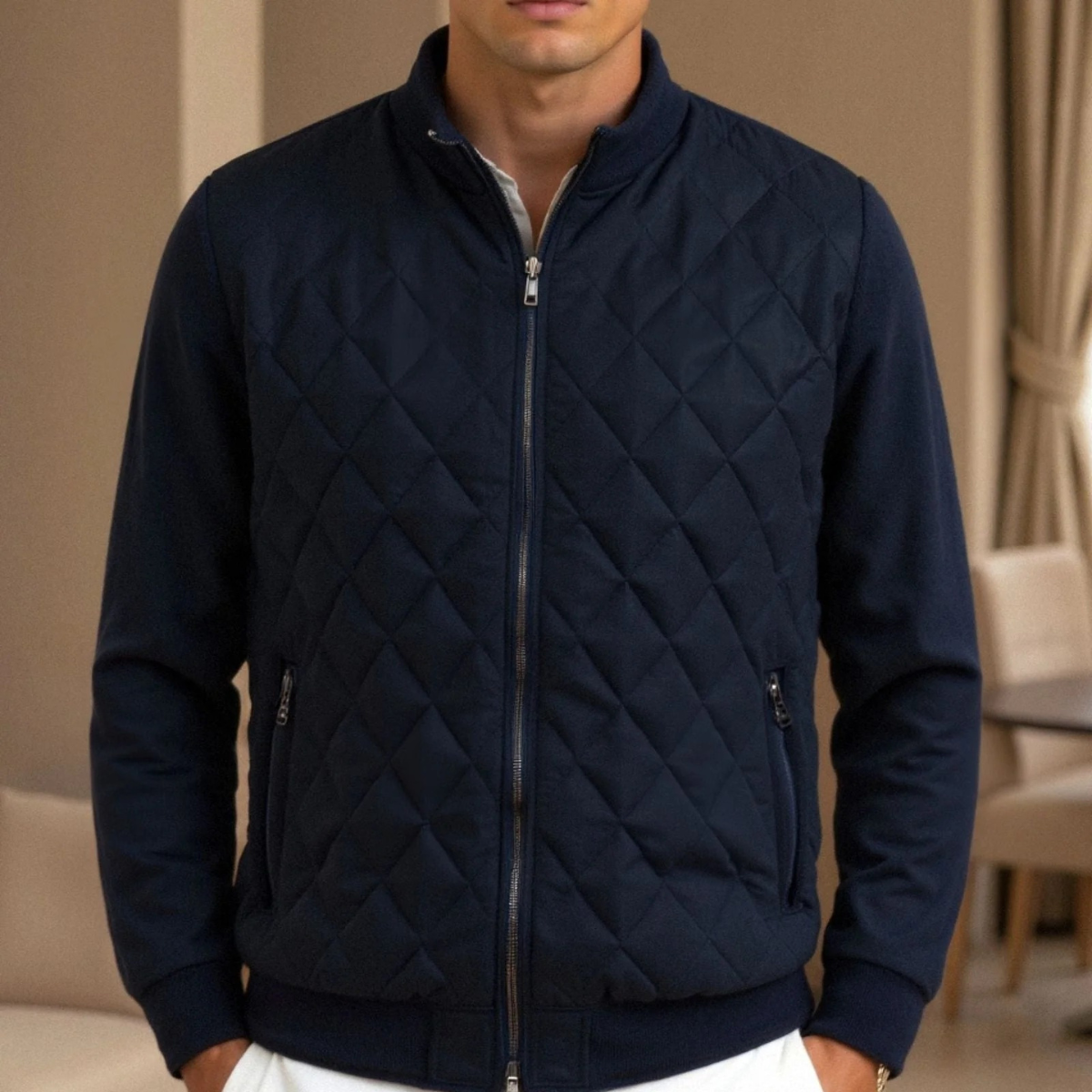The Evoque Veste matelassée bleu marine pour homme – Style Old Money de luxe