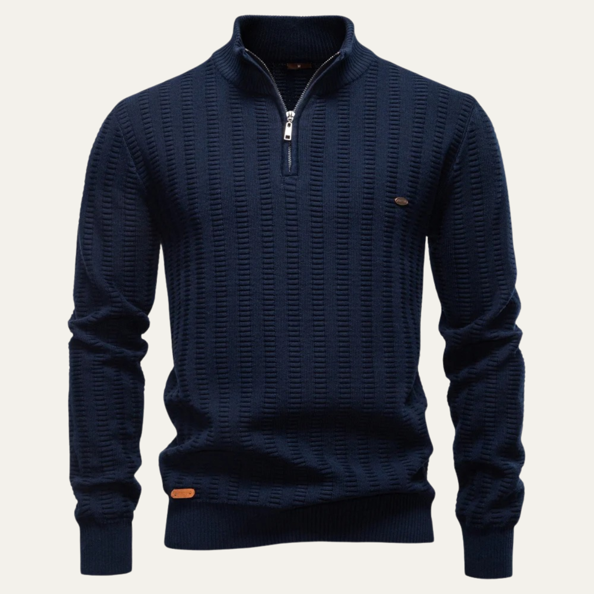 The Cotswold – Pull homme à col zippé en maille chaude