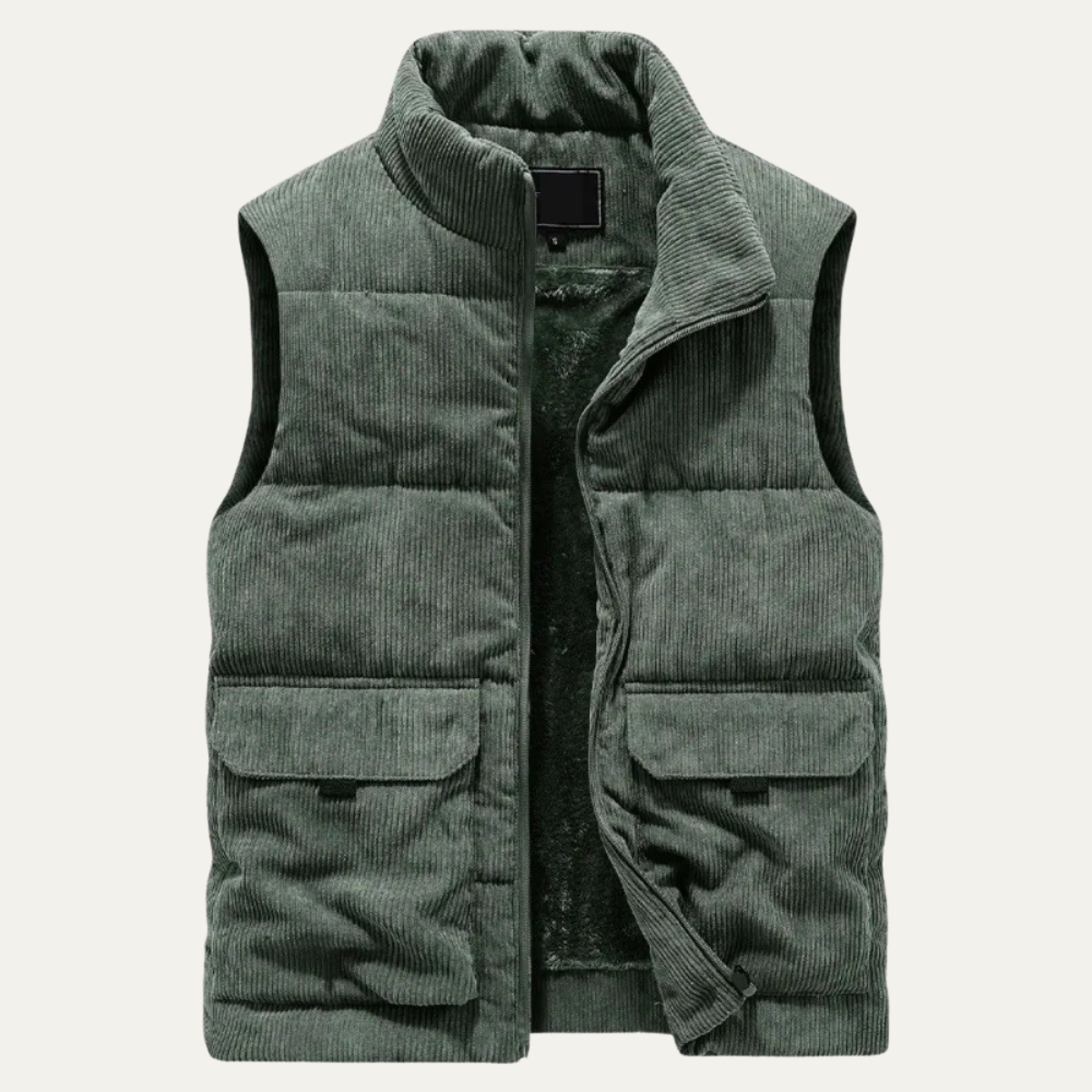 The Penzance – Gilet Doudoune Homme Sans Manches Velours Côtelé Poches Cargo