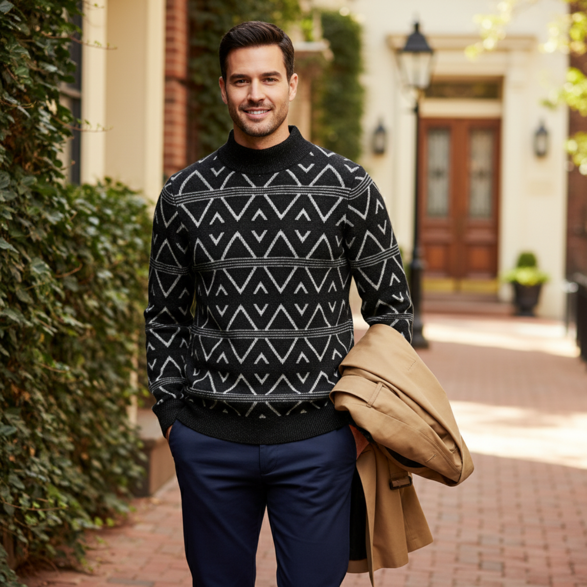 The Ortisei – Pull homme motif argyle en maille élégante