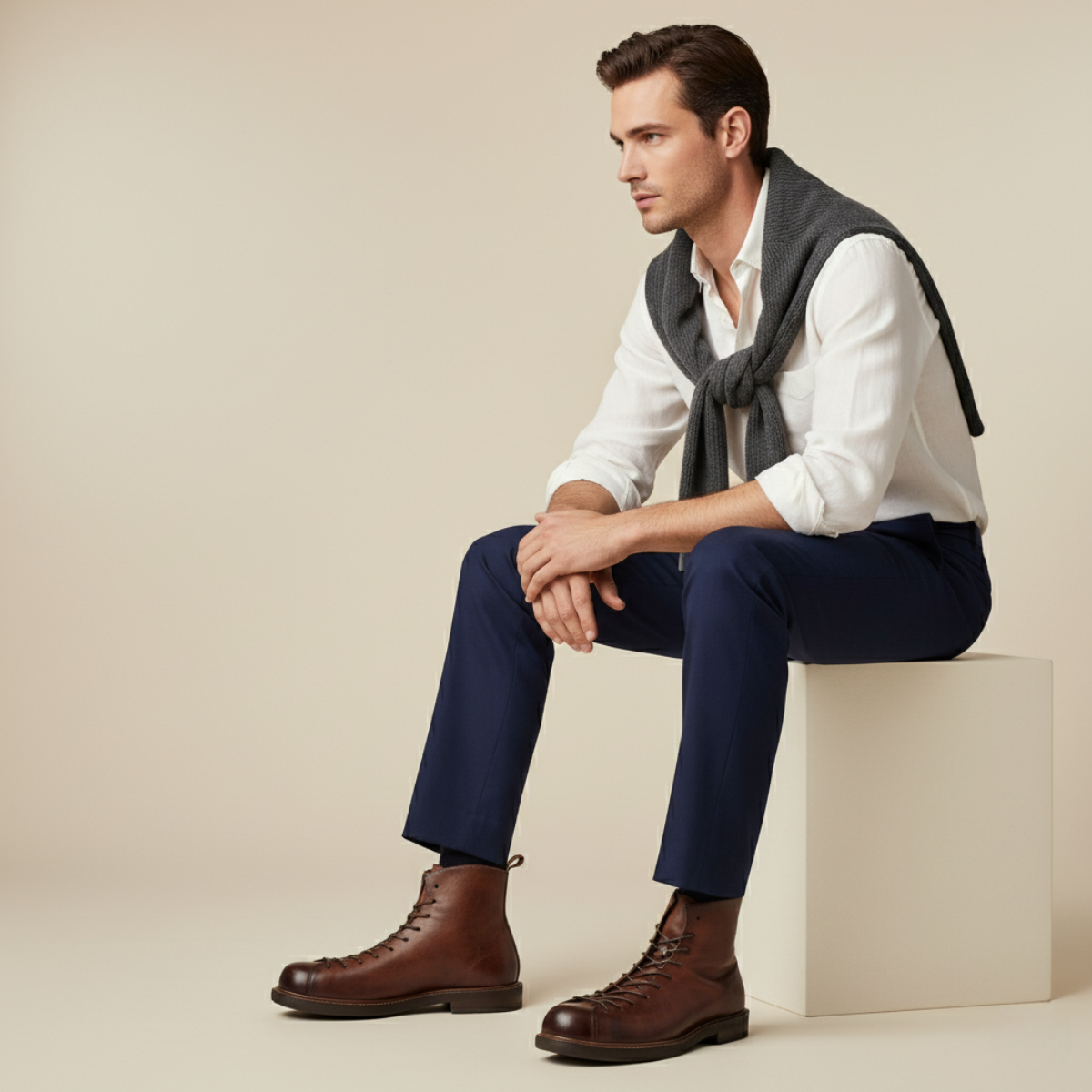 The Cranleigh Bottes en Cuir à Lacets pour Homme au Style Rustique et d’Extérieur