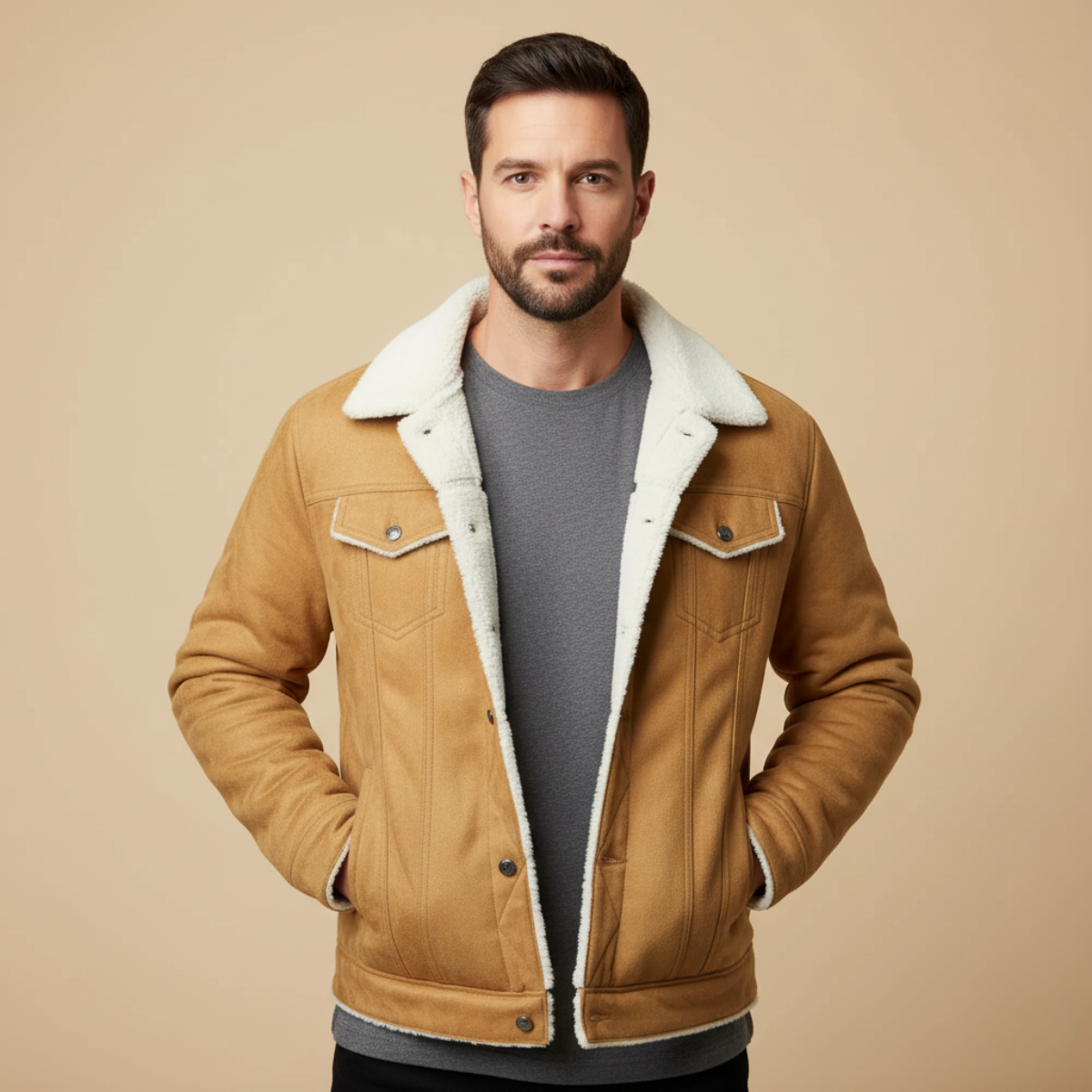 The Quebec Veste en cuir suédé doublée polaire pour homme