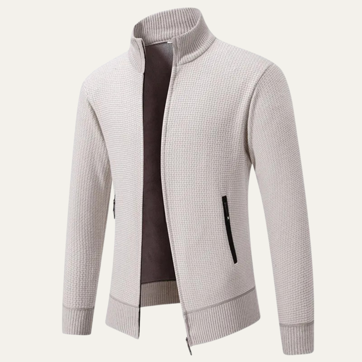 The Montefalco – Cardigan Zippé en Maille Texture Homme