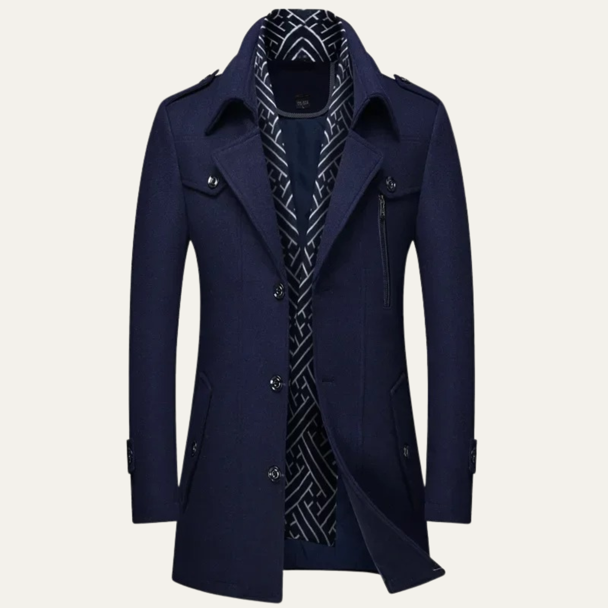 The Siena Manteau Long en Laine Mélangée pour Homme avec Col à Revers