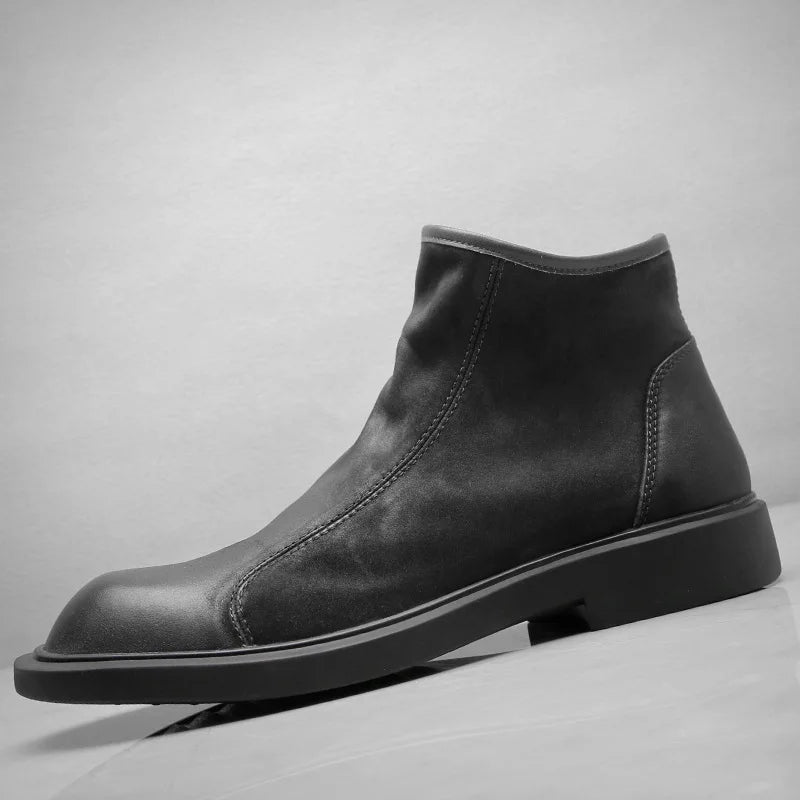 The Bari Chaussures montantes en cuir pour hommes, chaudes et douillettes, à fermeture éclair