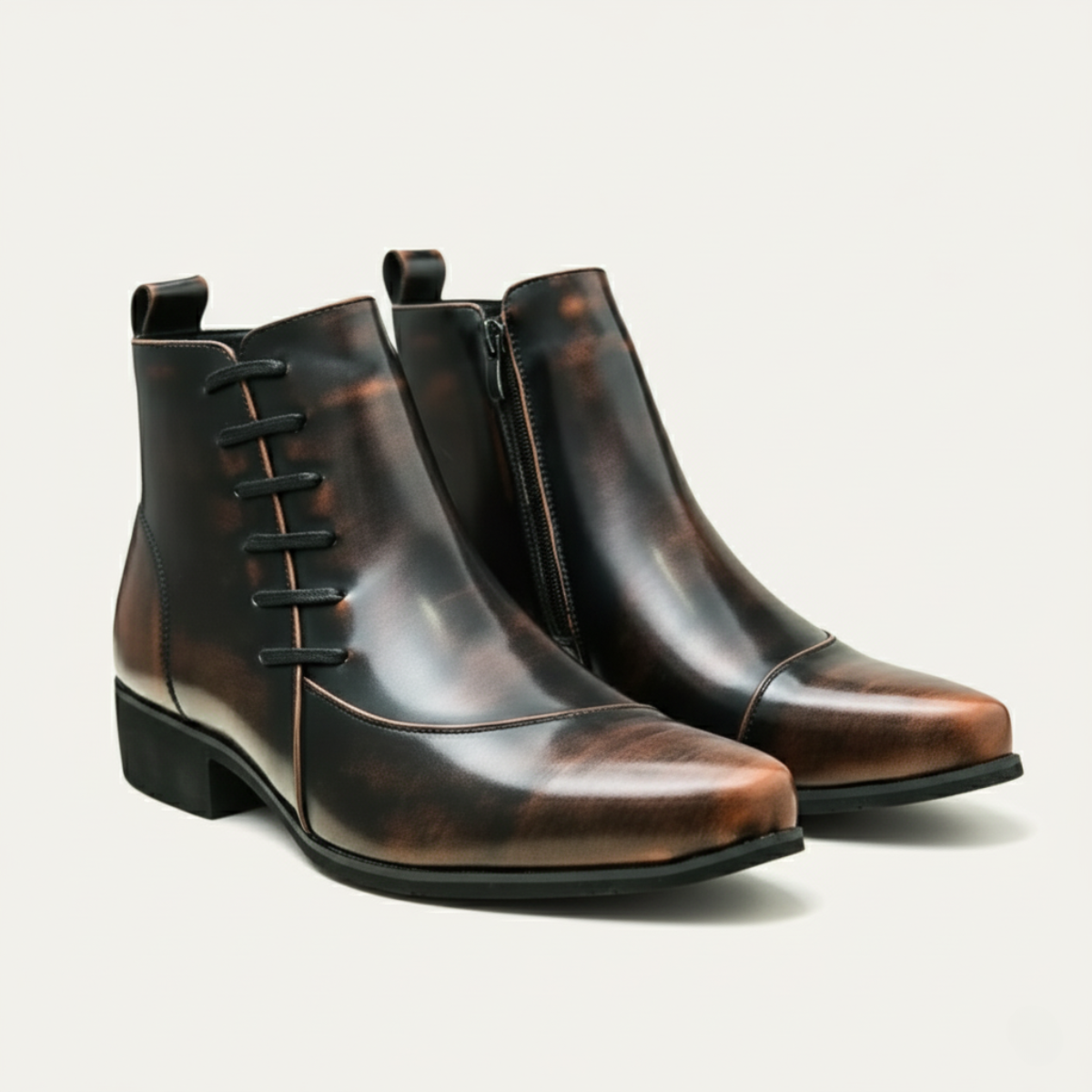 The Paisley Bottines Chelsea modernes en cuir poli pour hommes, à lacets