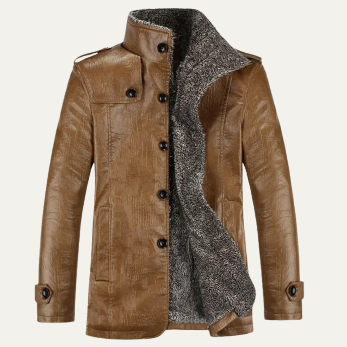 The Salina Veste en Cuir Doublée de Polaire pour Homme avec Col Montant