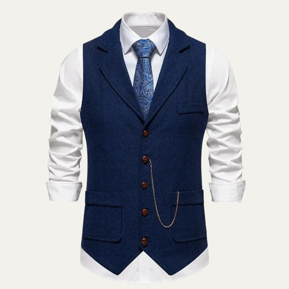 The Wallingford – Gilet Homme Sans Manches Laine Motif Chevrons Élégant