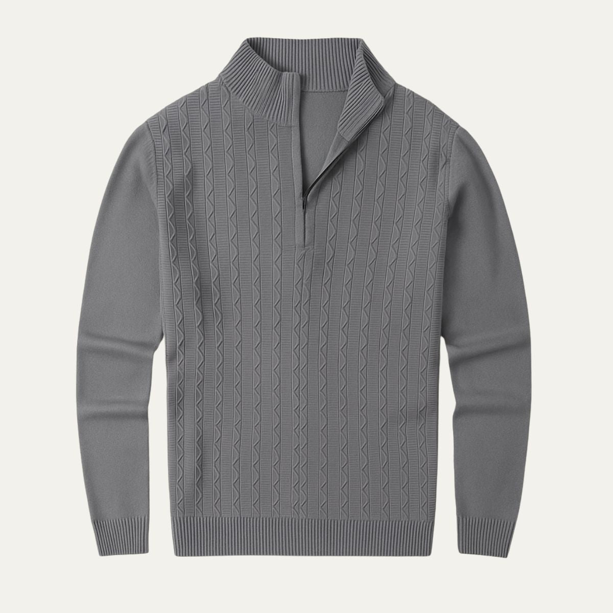 The Highclere Pull torsadé col zippé en cachemire pour homme