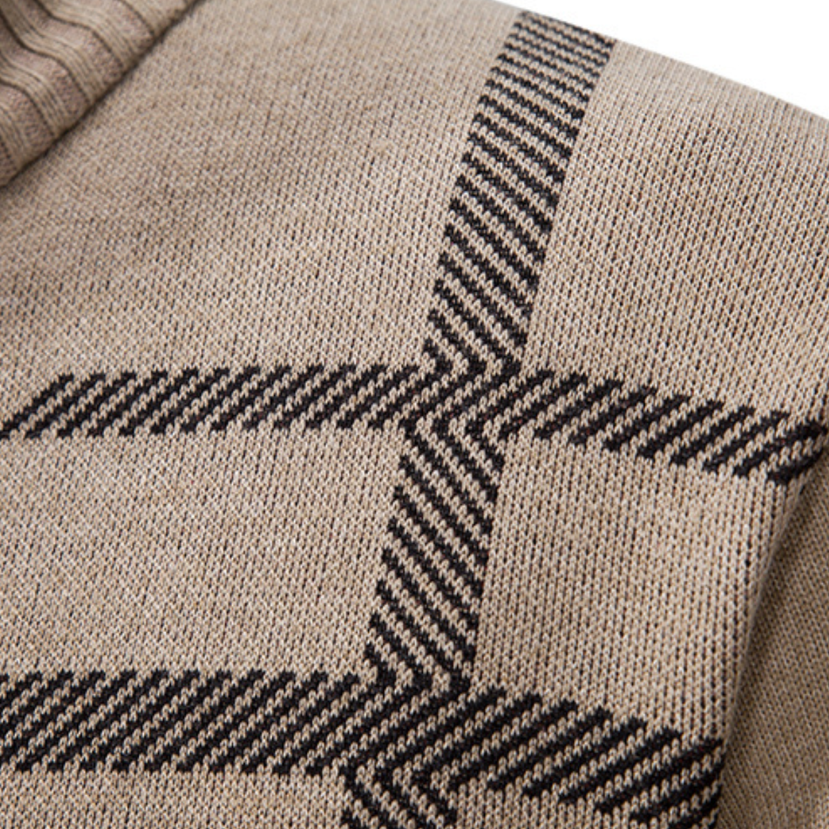 The Ashglen – Cardigan Zippé Col Montant Motif Carreau pour Homme