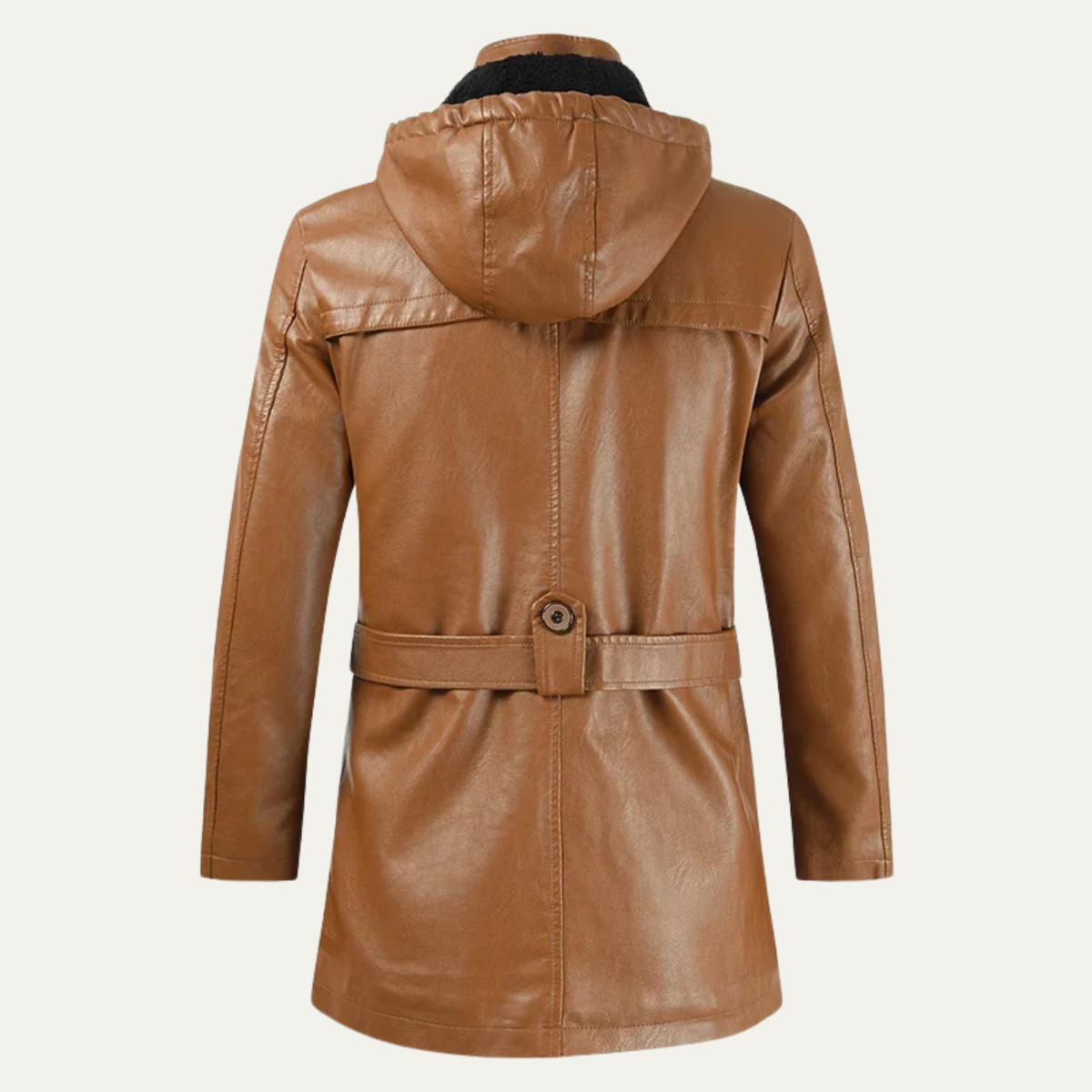 The Linlithgow Veste de motard rétro à capuche en cuir pour homme