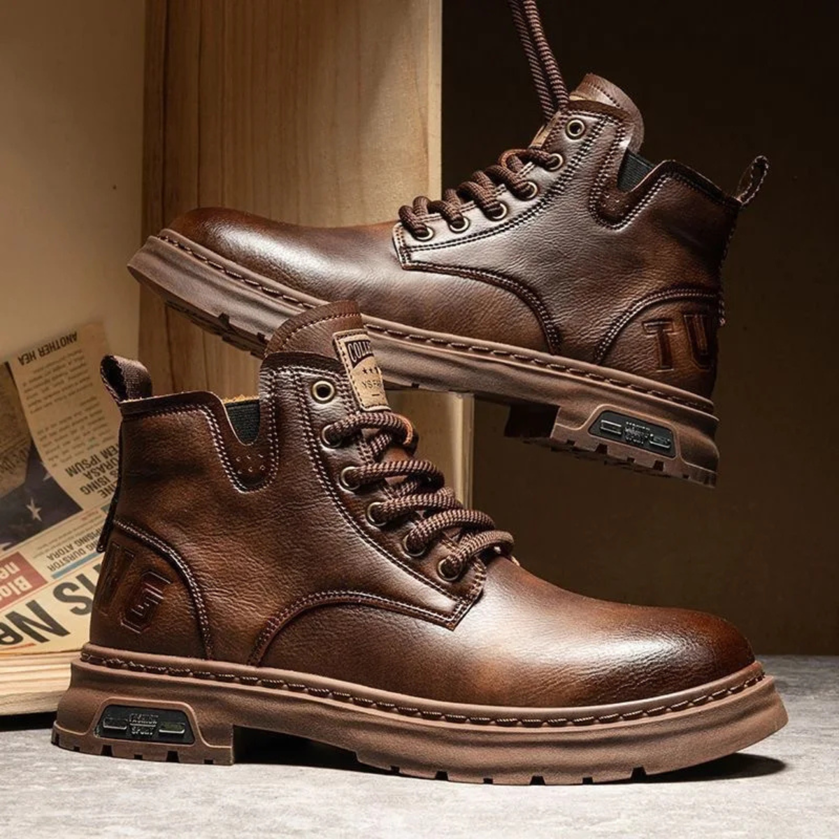 The Belgravia Bottines de Travail en Cuir Marron pour Homme avec Semelle Antidérapante