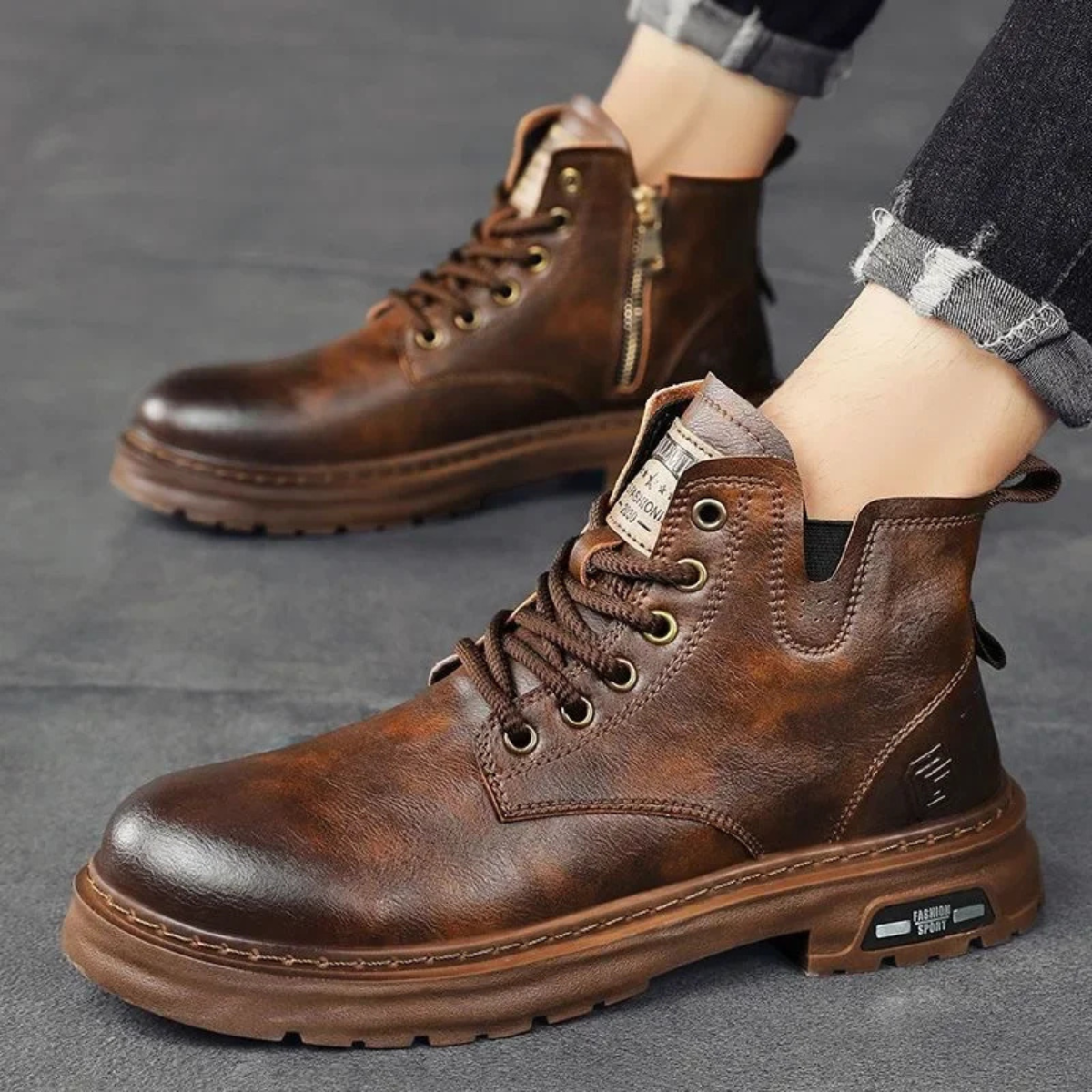 The Belgravia Bottines de Travail en Cuir Marron pour Homme avec Semelle Antidérapante