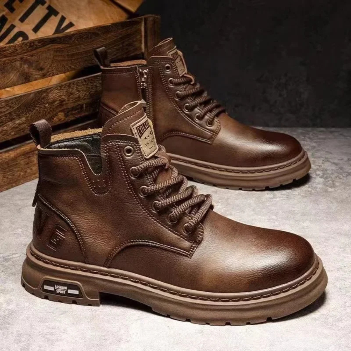 The Belgravia Bottines de Travail en Cuir Marron pour Homme avec Semelle Antidérapante