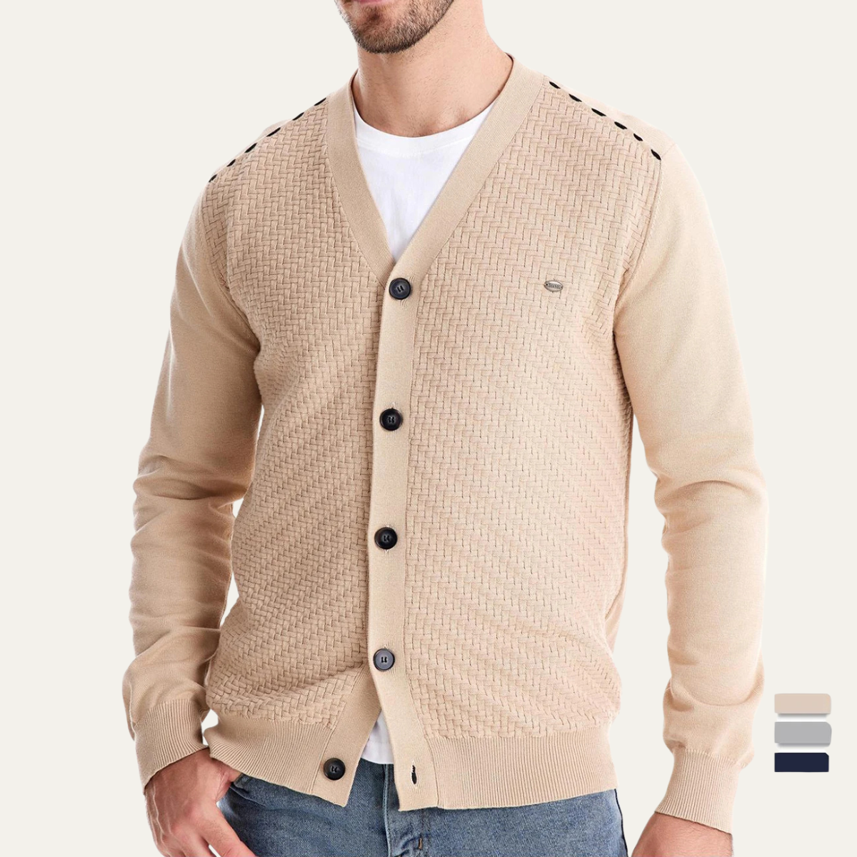 The Carmarthen - Cardigan Tricoté à Boutons pour Hommes