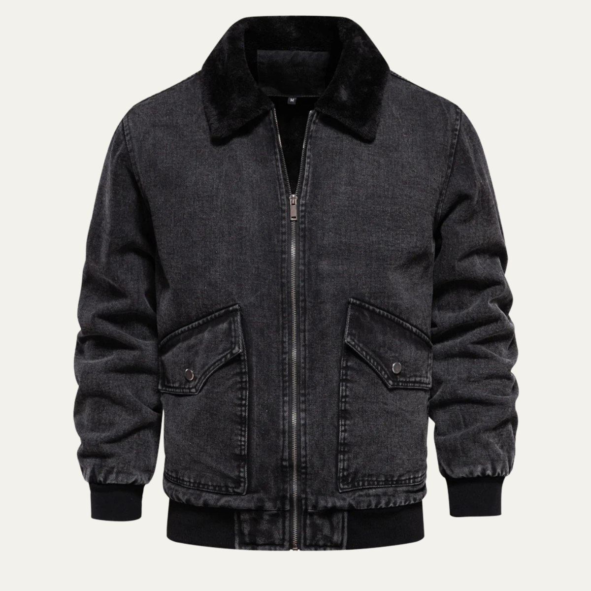The Aberaeron Veste en jean chaude pour homme avec col en polaire