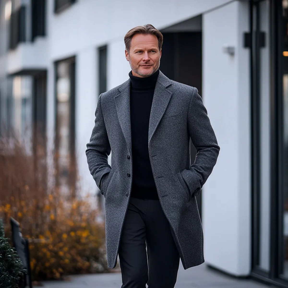 The Glastonbury Manteau long classique et élégant d’hiver pour homme