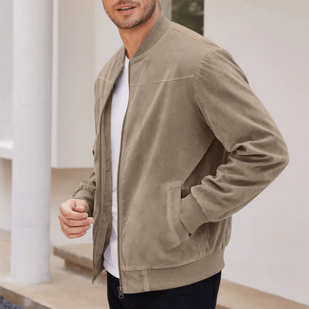 The SoHo Blouson aviateur vintage décontracté en daim pour homme