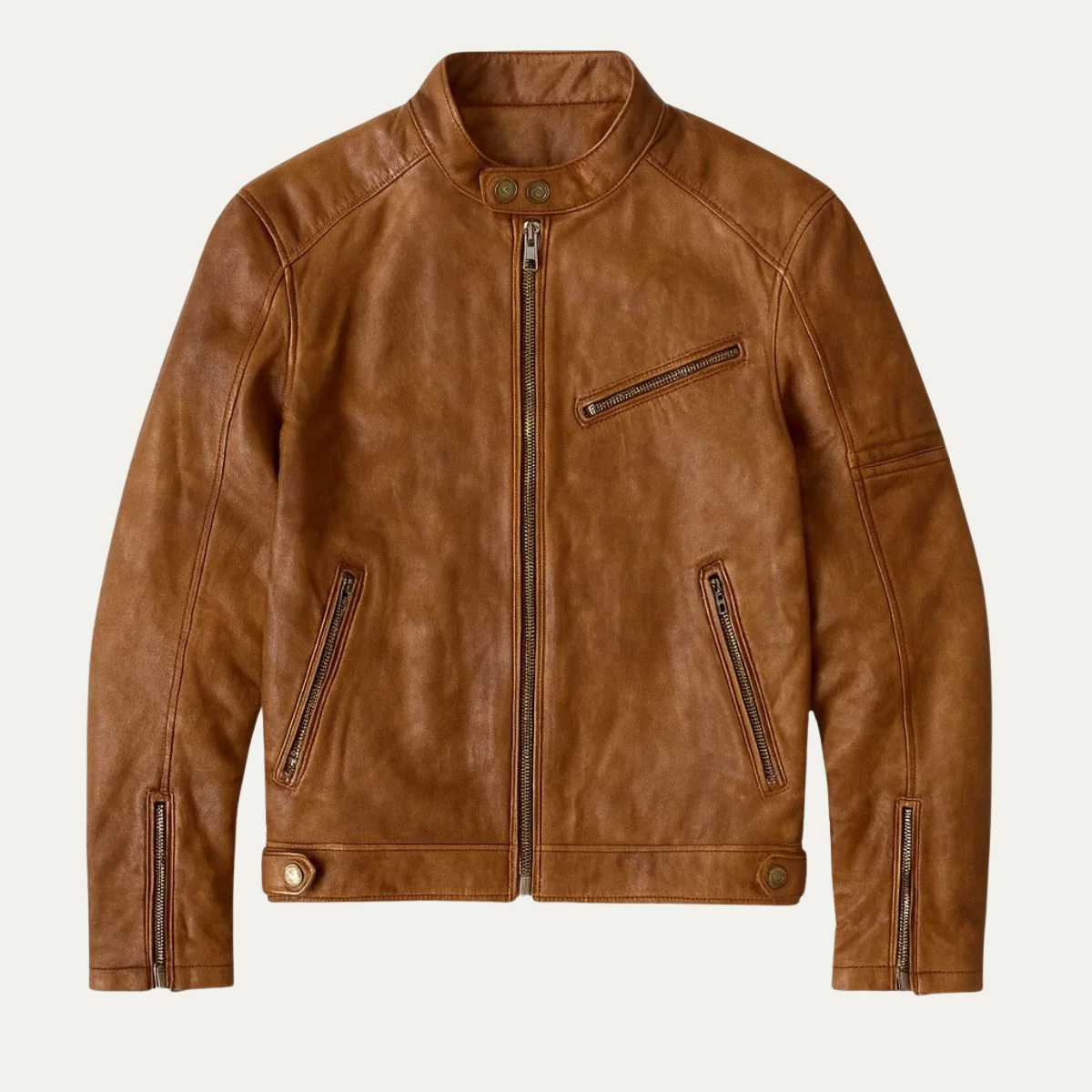 The Malmesbury Veste de motard classique en cuir pour homme