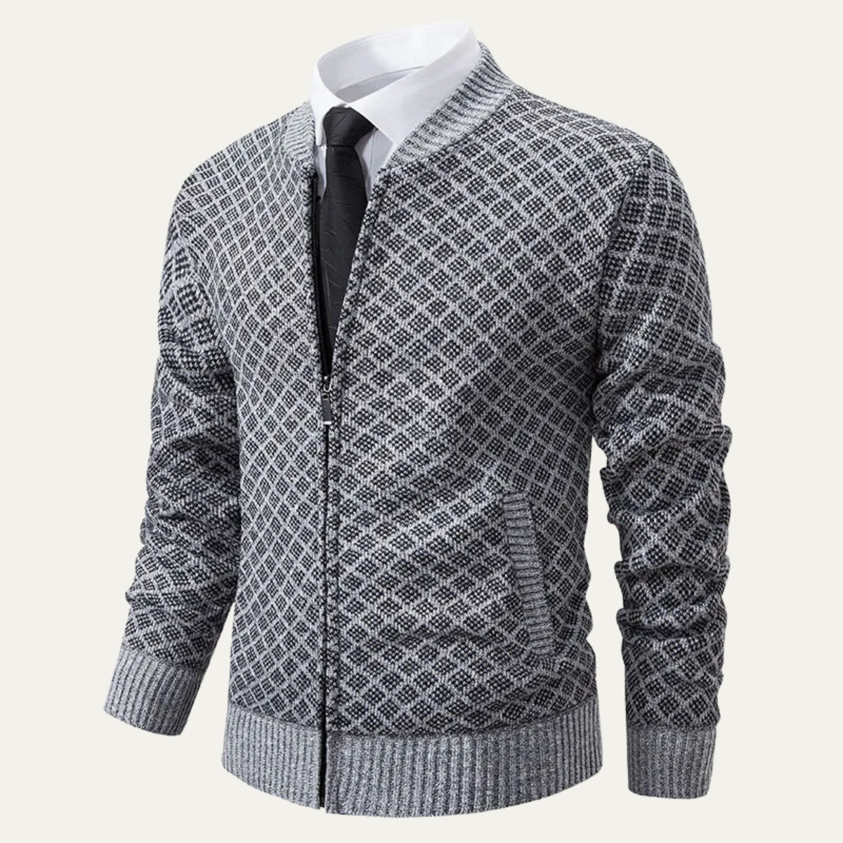 The Bibbona – Cardigan Tricotée Zippée à Motifs Homme