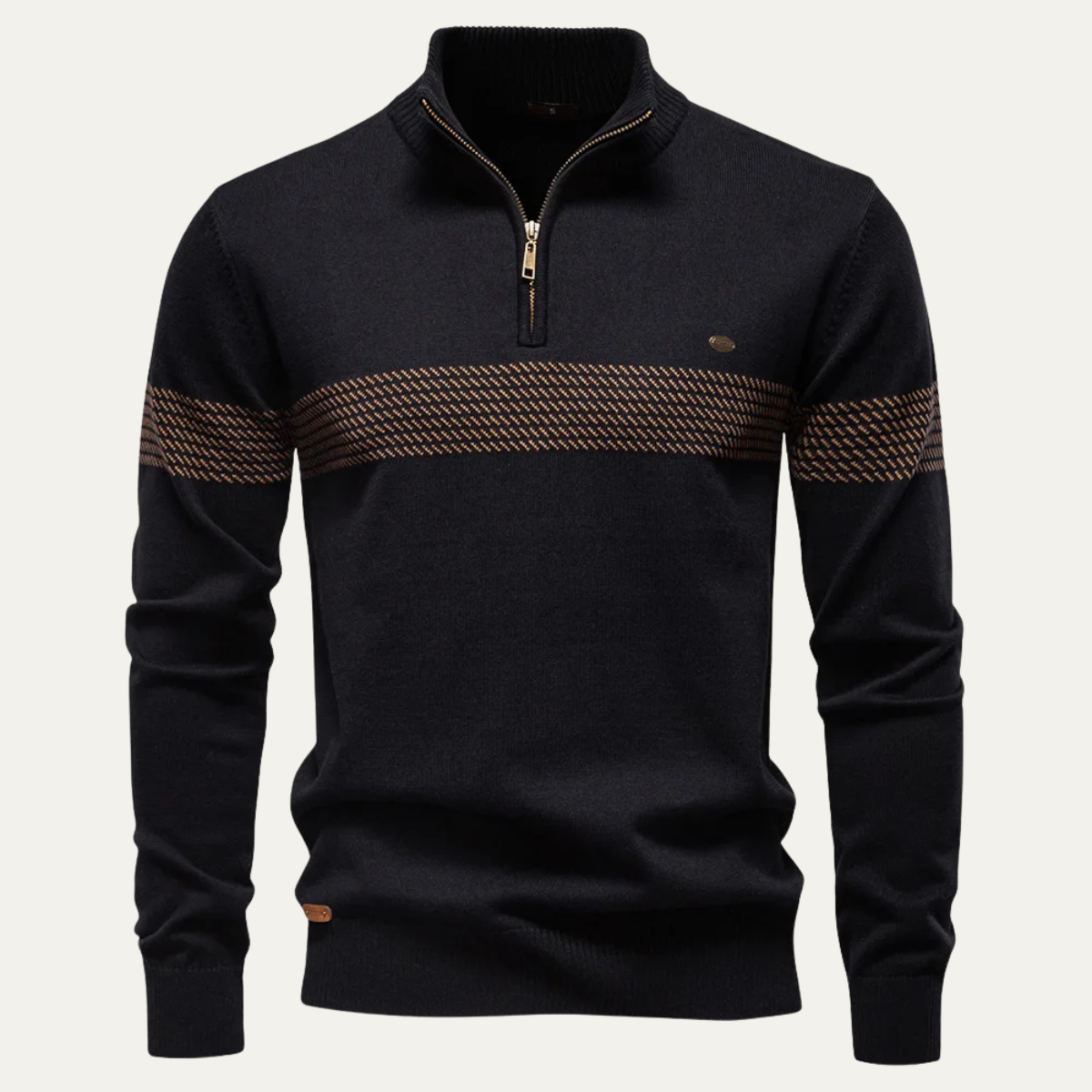 The Locorotondo – Pull Demi Zippé Homme en Tricot à Motif