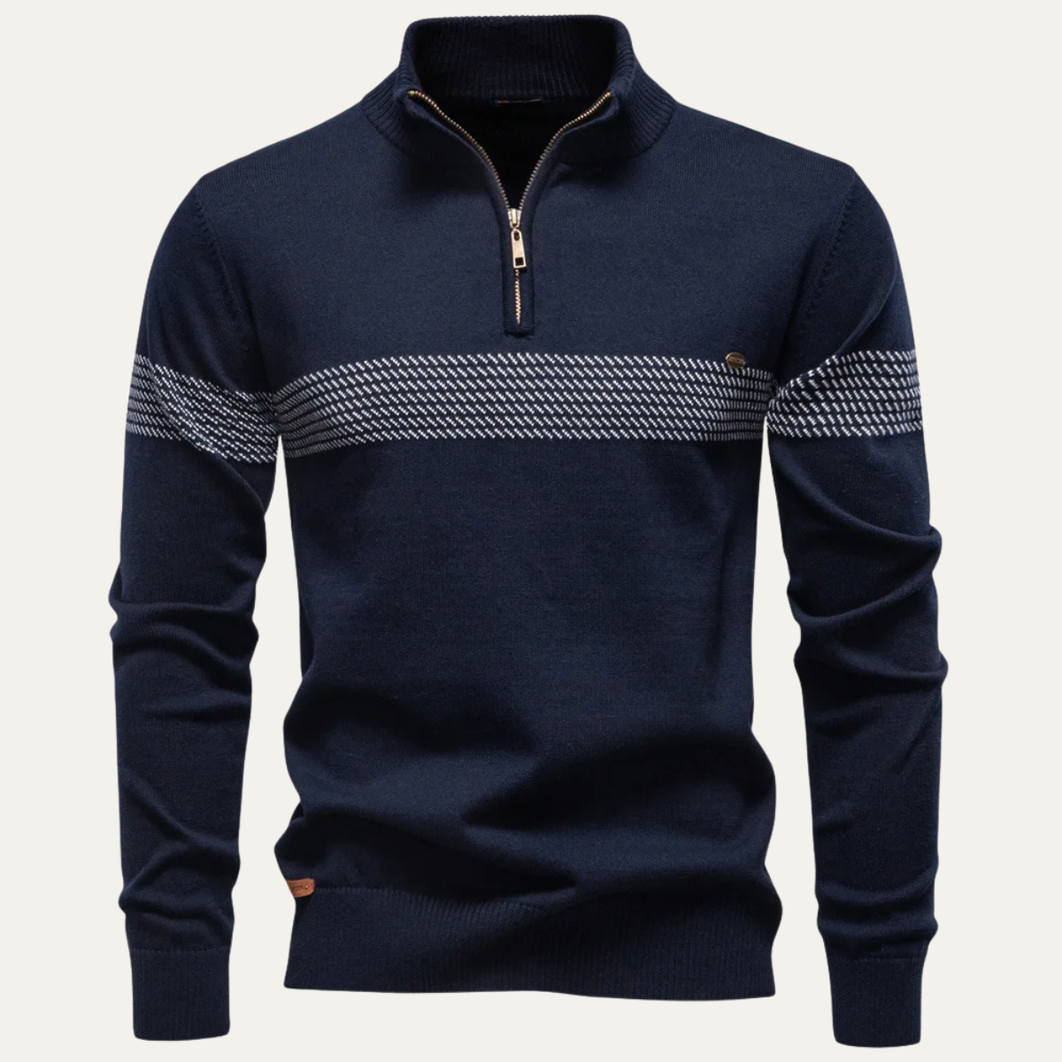 The Locorotondo – Pull Demi Zippé Homme en Tricot à Motif