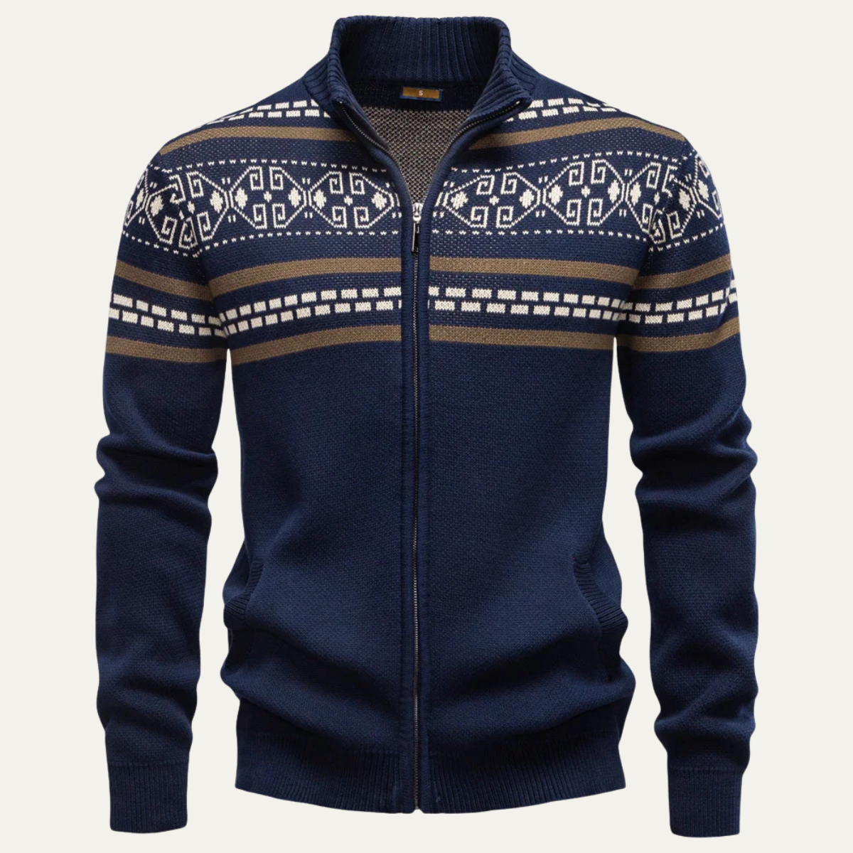 Le Cardigan d&#39;Hiver Zippé en Tricot à Motifs pour Hommes Chepstow